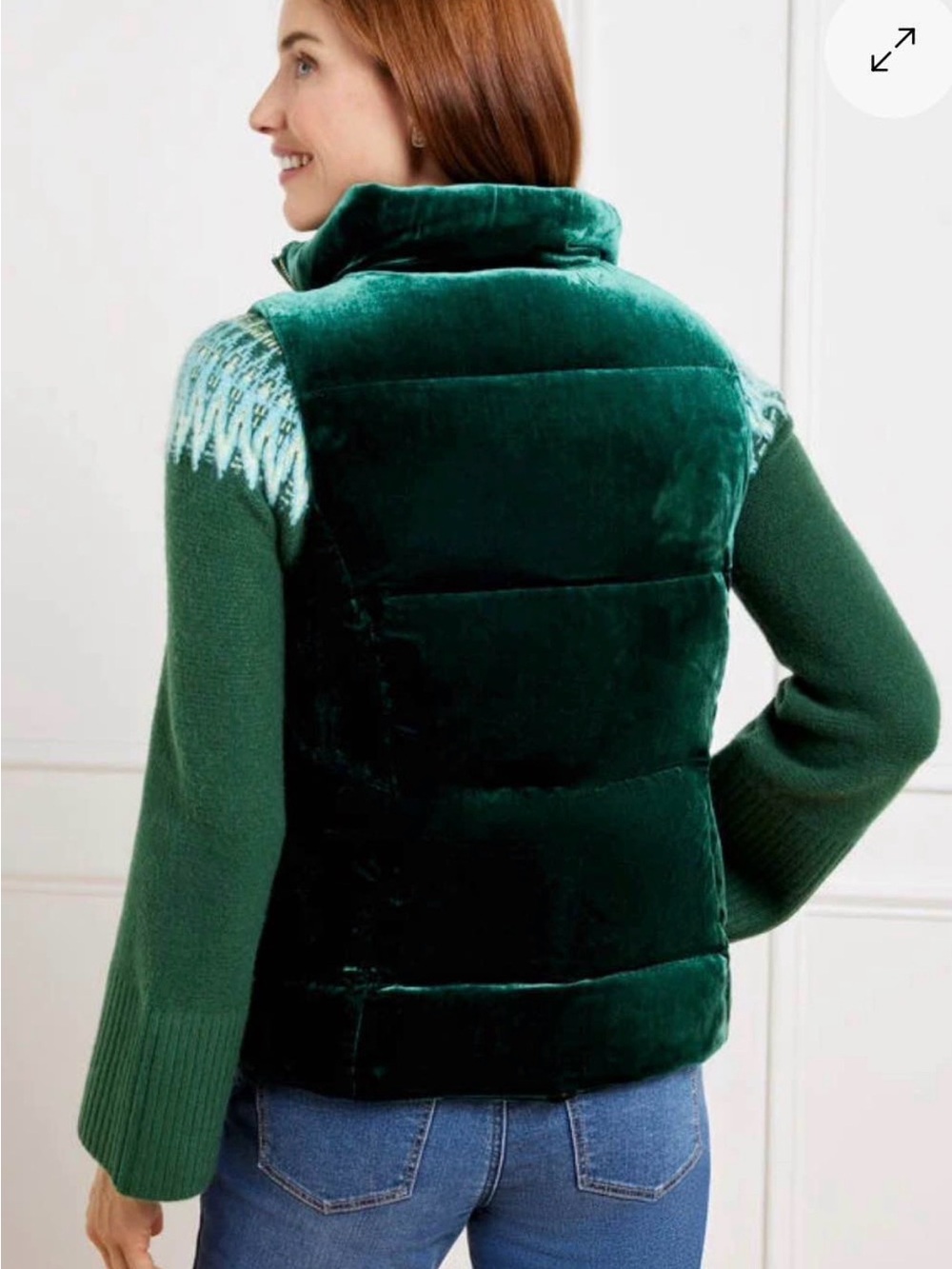 Talbots Velvet Dow  Vest in Emerald Green - Picture 2 of 5